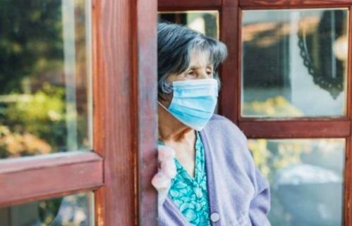 Old lady with face mask