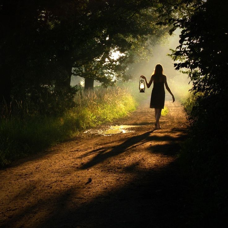 Woman Lamp Forest